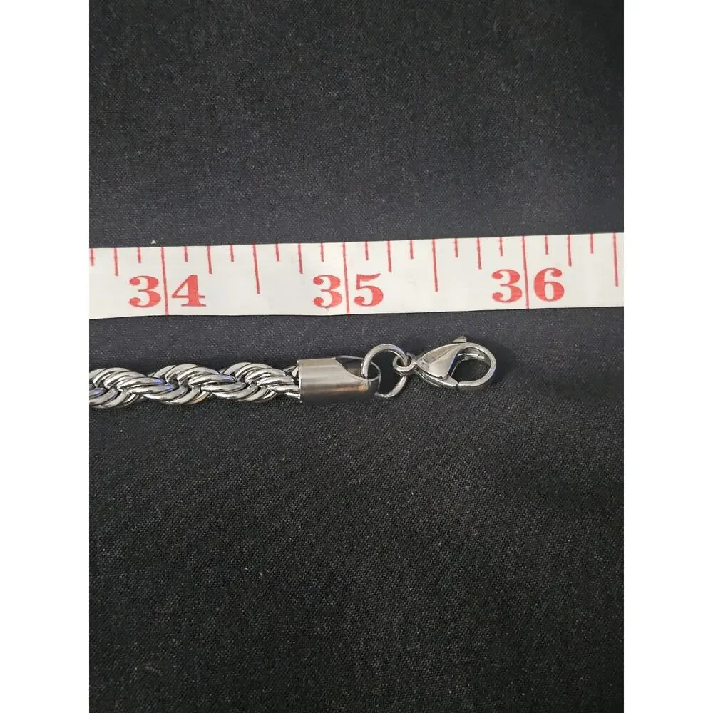 36in. silver Stainless Steel-5.8mm French Rope Chain Necklace